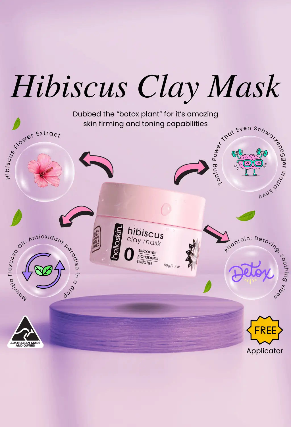 Hibiscus Clay Mask (50g) + Free Applicator - Helloskin.com.au